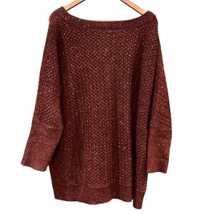Lane Bryant Off-the-Shoulder or wide neck burgundy speckled  Sweater Size 22/24